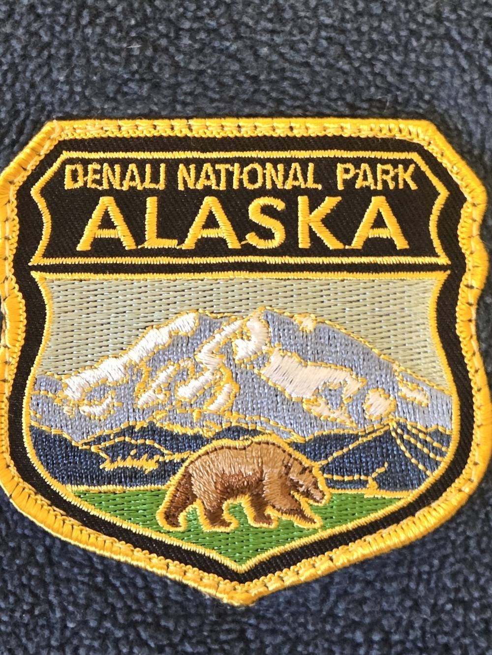 Alaska Denali National Park Embroidered Patch Fleece Vest - Navy